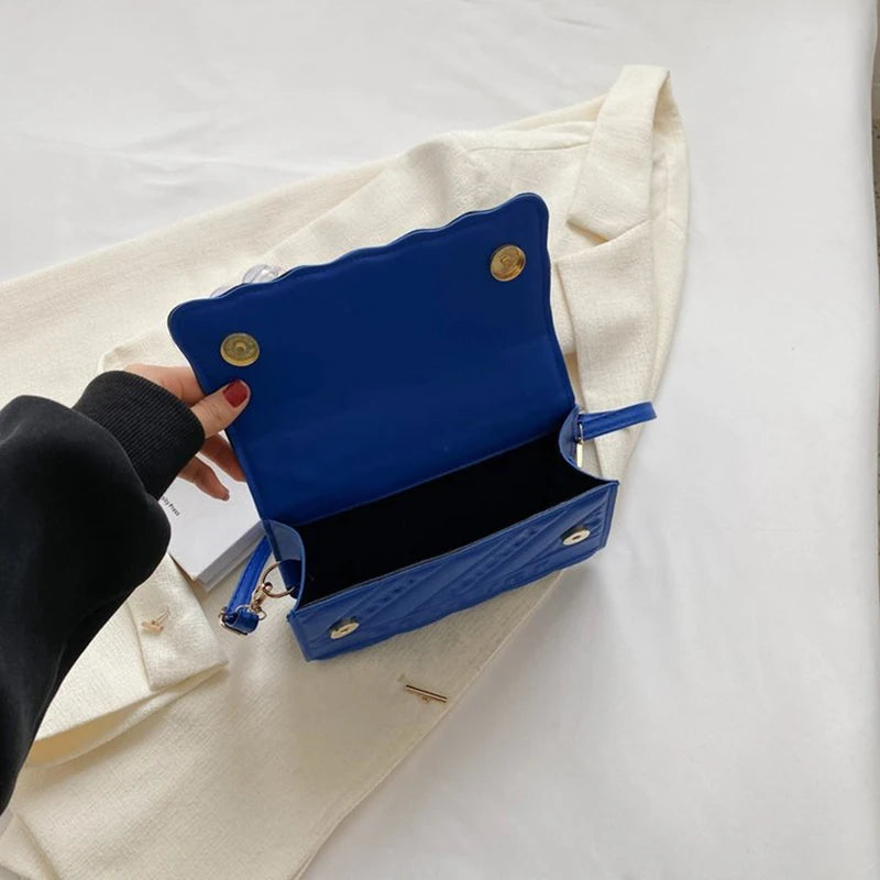 Neue modische Umhängetasche aus gestepptem PU-Leder für Damen, quadratische Handtaschen, Markendesigner, kleine Umhängetaschen für Frauen