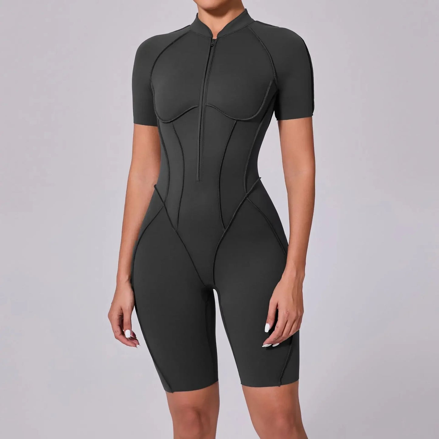 Women's Tracksuit Gym Workout Sports Clothes Outfit Zipper Jumpsuit Yoga Fitness Overalls Set Open Back Bodysuits Suit for Women