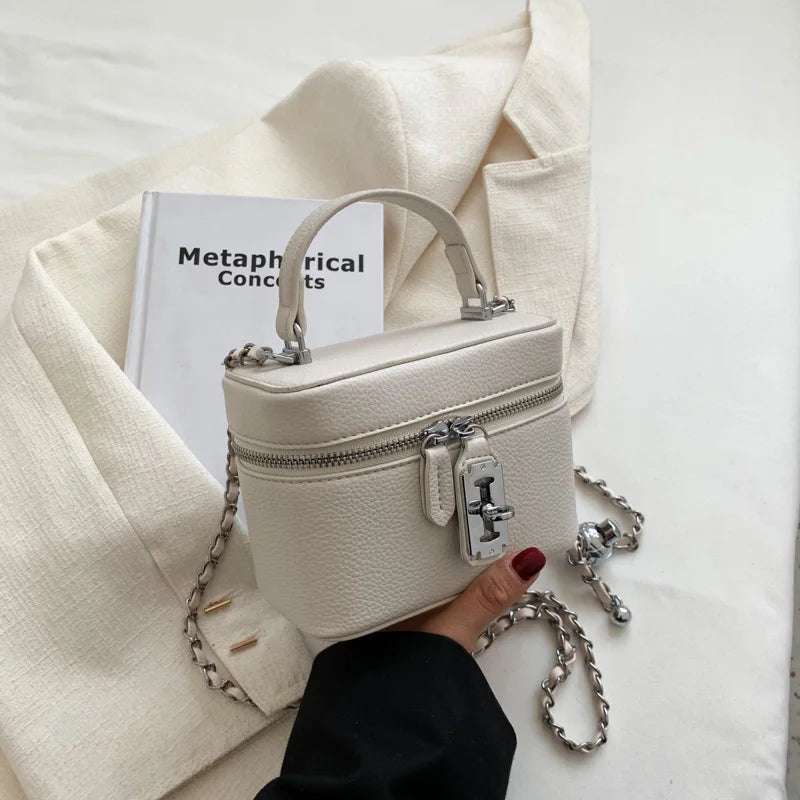 Women Square Handbags Summer Fashion Chains Crossbody Bags Texture PU Shoulder Bag Elegant Chic Mini Mobile Phone Bags