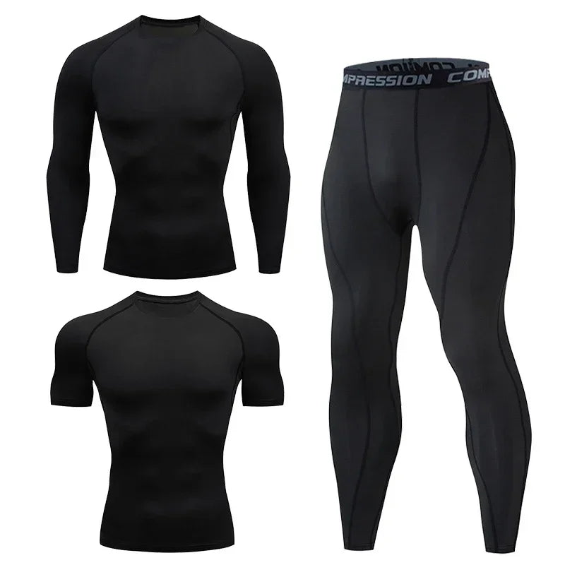 Mens Fitness Sportswear Set Moisture-wicking for Gym Running Leggings Dry Fit and Comfortable Workouts Sports Wear Clothes