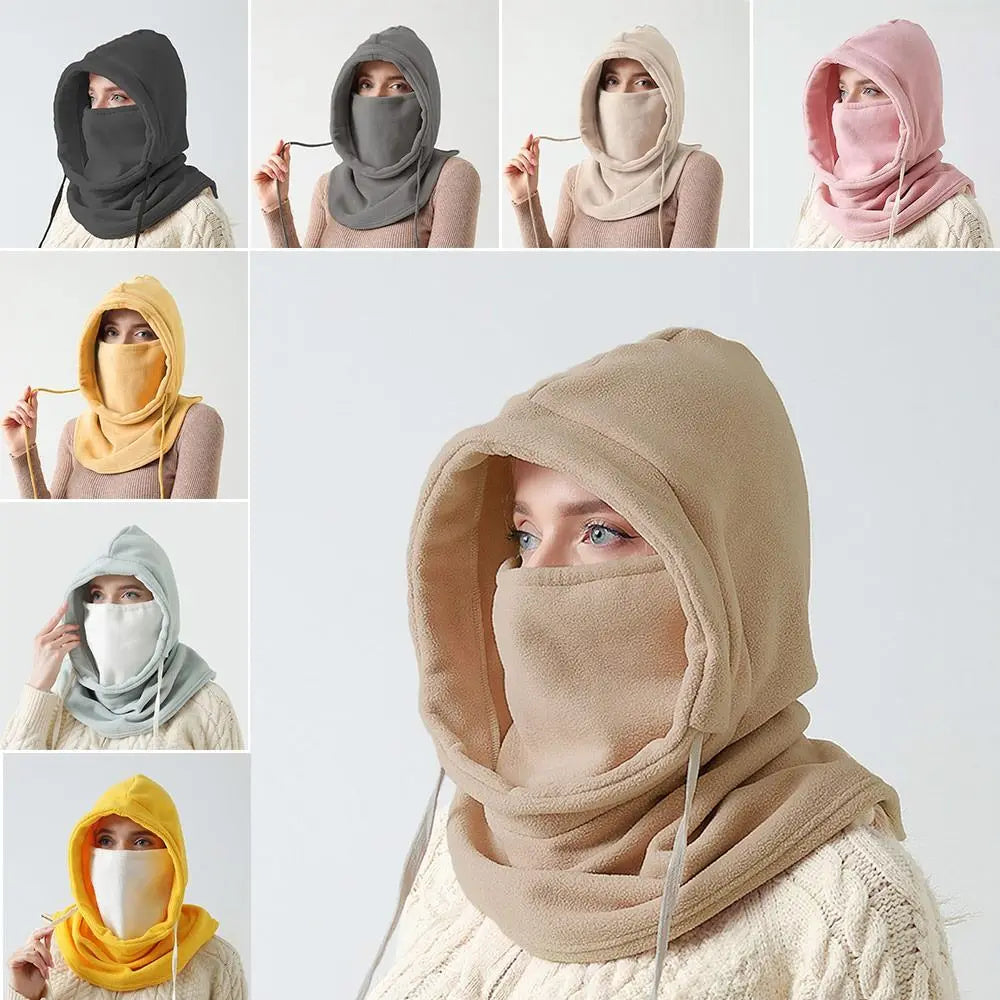 Lässige Plüschmützen Kappe Halswärmer Winddichte Mütze Schal Set Verdickt Halten Sie warm Mit Kapuze Gesichtsmaske Outdoor