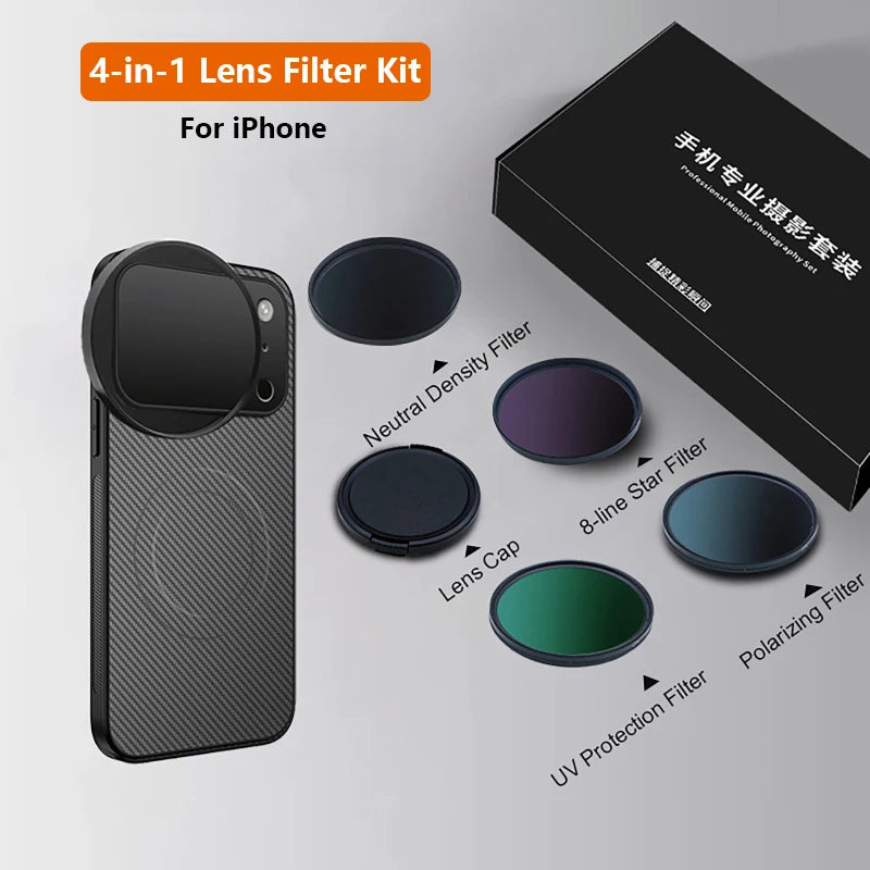 4 in 1 58mm Filter Set for iPhone 17 Pro/Pro Max With Universal CPL UV ND8 Starling Filter Magnetic Wireless Charging Phone Case