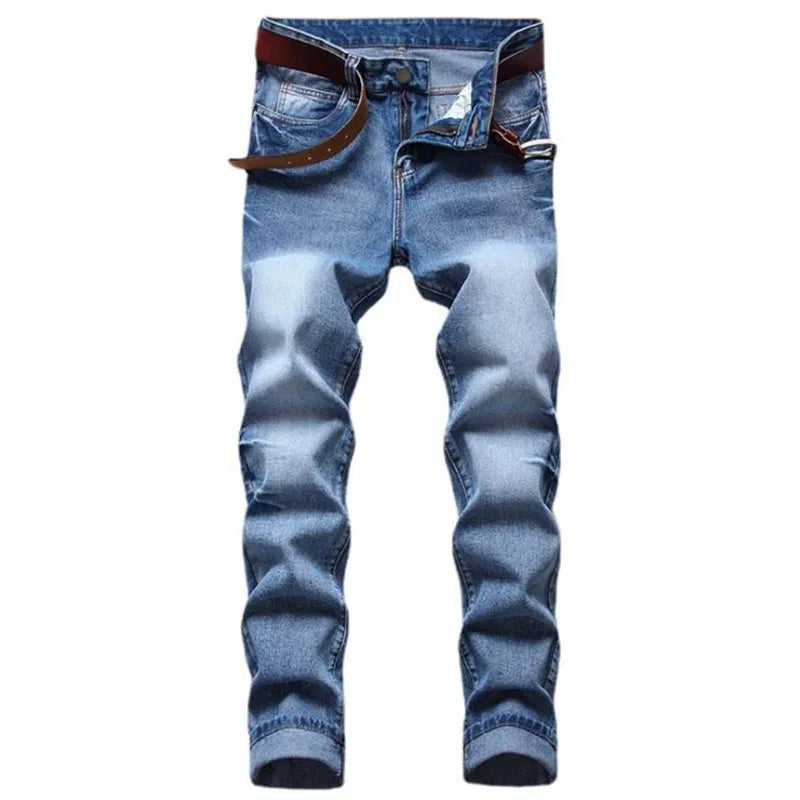 High Quality Men Casual Black Jeans Paint Slim Straight Hole Biker Jeans Autumn Jean Homme Male Denim Pants Plus Size