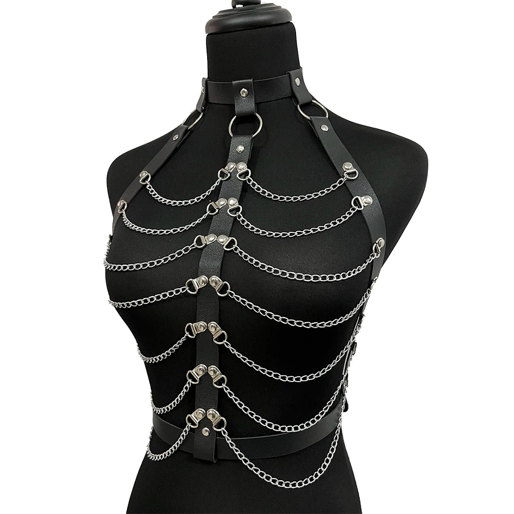 Women Punk Belt Fashion PU Leather Waist Belt Female Street Style Decoration Body Chain Belt Gothic Clothing Accessories