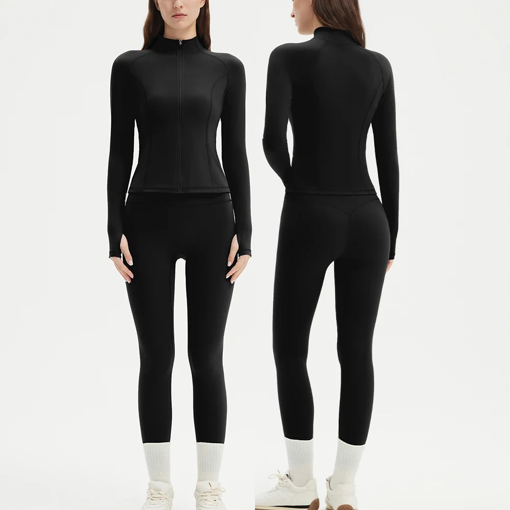 2 Pcs Yoga Clothes Women's Tracksuit Athletic Wear Long Sleeve Sports Top Leggings Suit  Fitness Suit Gym Workout Clothes Femme