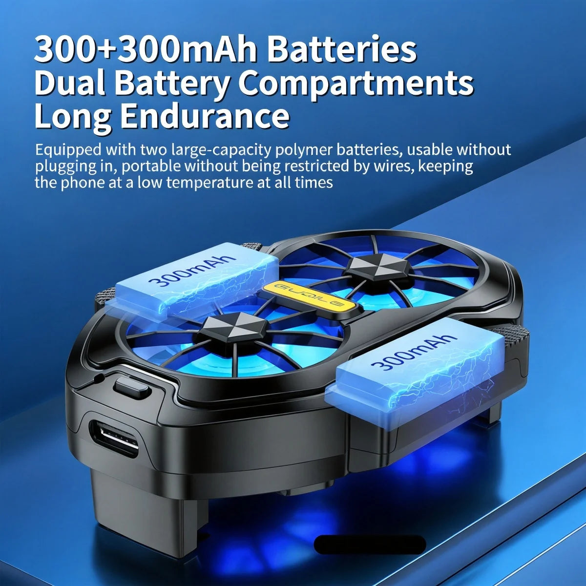 Wireless Phone Back Clip Cooler 600mAh Rechargeable Battery Dual Silent Cooling Fan Portable Gaming Radiator Universal