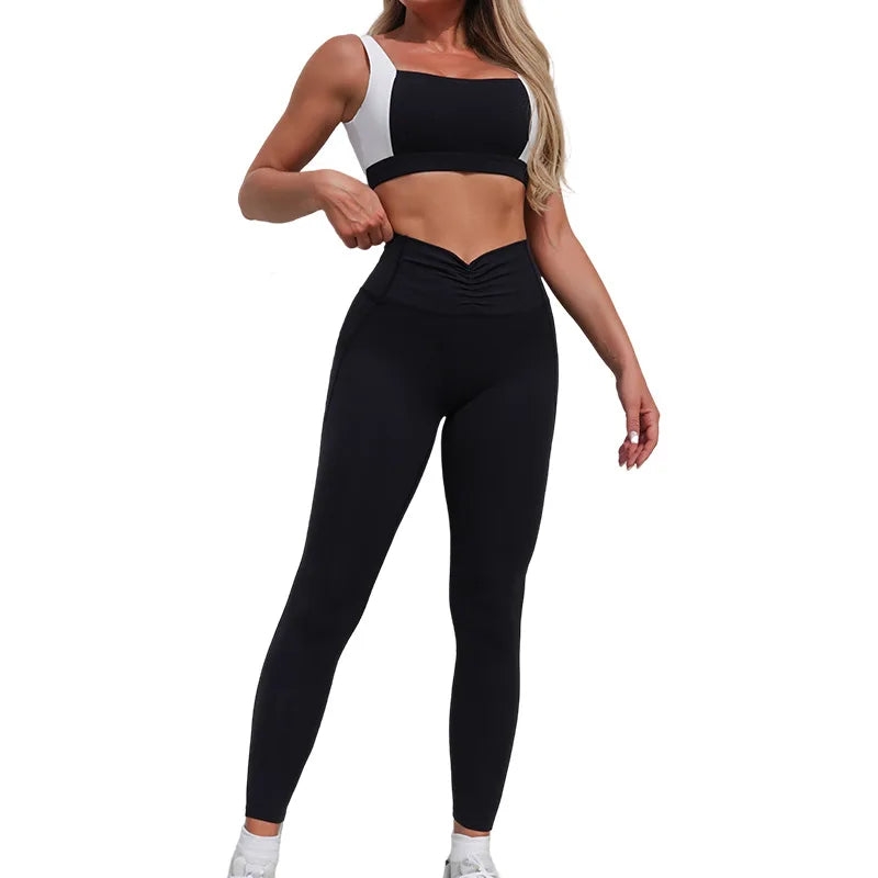 Yoga Sets Fitness Sports High Waist Peach Hip Backless Leggings Sports Bra Women's Tight Quick Dry Running Gym Short Skirt Set