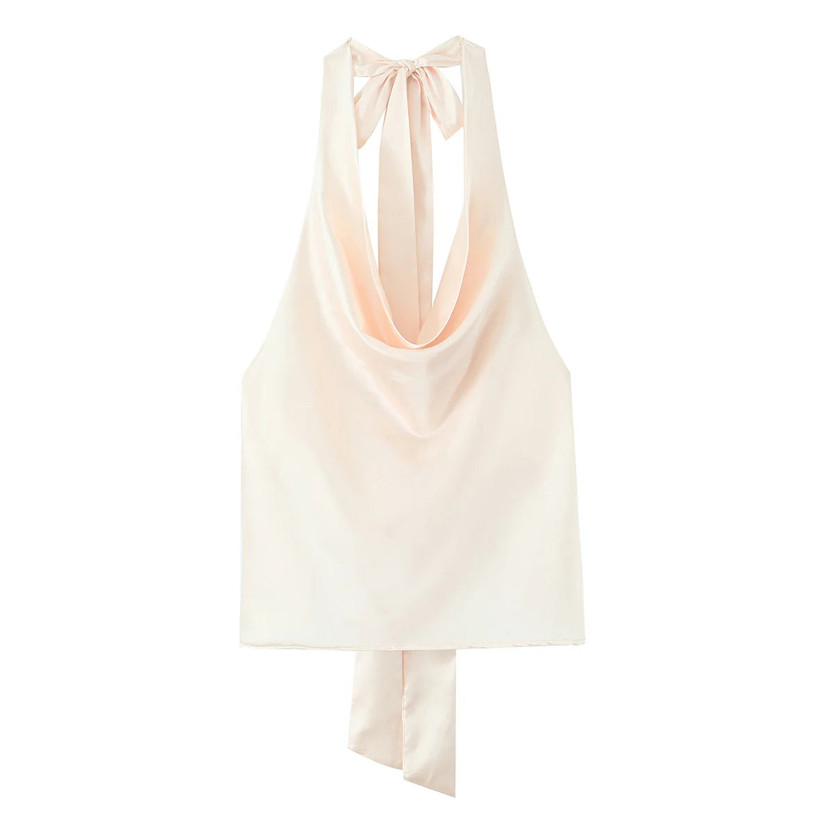 Women Casual Satin Halter Top with Adjustable Tie Sleeveless Open Back Solid Collar Vest Summer Beach Style Casual Female Blouse