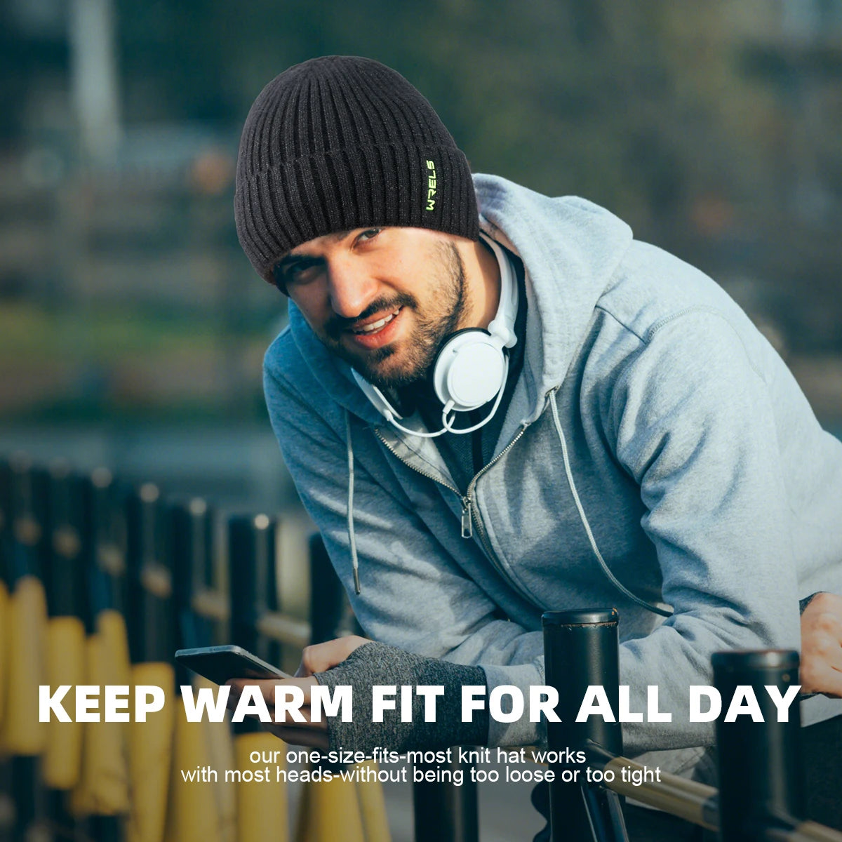 WRELS Winter Hats Thickened Knitted Beanie Caps Elasticity Pullover Hat Warm Outdoor Winter Snow Cap Riding Windproof Hat