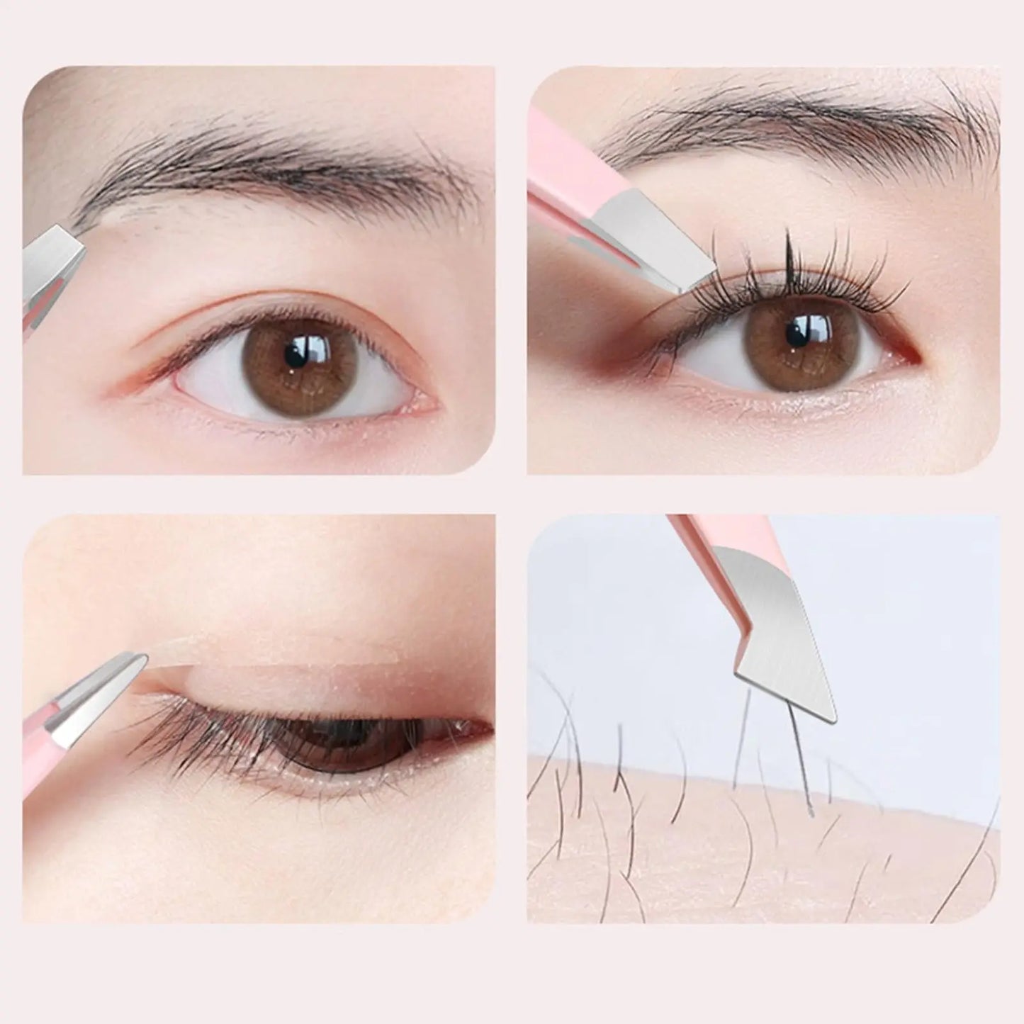 4Piece Tweezers for Women, Tweezer Set for Facial Hair Eyebrow Tweezers Men Eyebrow Chin Twizzers Kit Hair Grooming with Leather