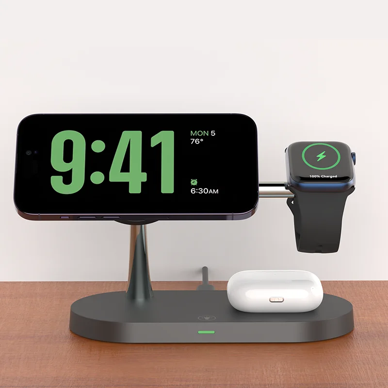 3 in 1 Wireless Charger Stand For iPhone 12/13/14/15/16/17 Fast Charging Station for Apple Watch 10 9 8 7 6 5 4 Airpods 2 3 Pro