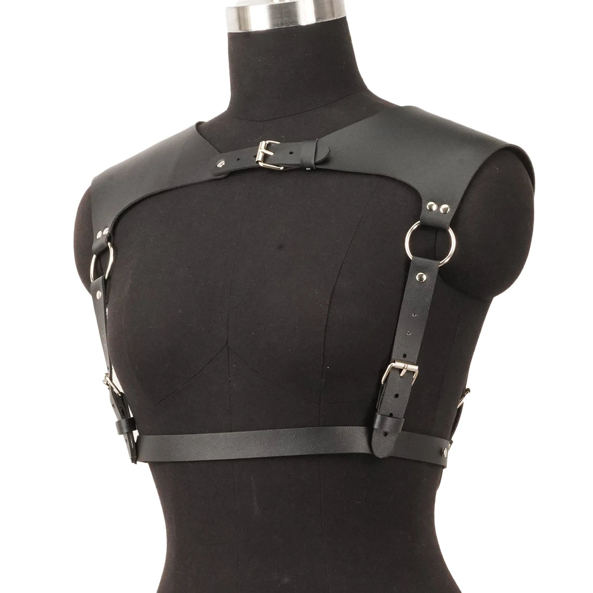 Women Fashion Belt PU Leather Body Shoulder Armor Chest HarnessSword Belt Shoulder Strap Harness Women Clothing Open Cage Bra