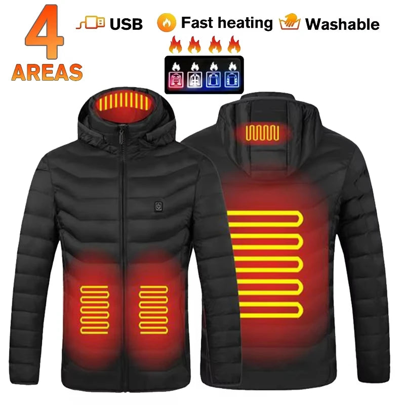 31 Areas Smart Switch USB Electric Heated Jacket Men Women Heated Jacket Waterproof Polyester Thermal Jacket Long Johns Winter