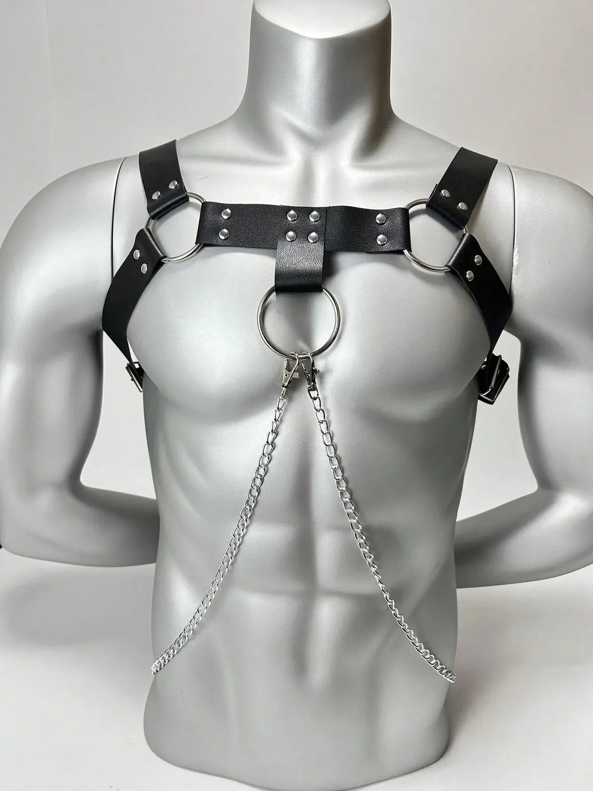 Fashion Men PU Leather Chest Harness Lingerie Adjustable Leather Body Decortive Strap Punk Club Costume Clothing Accessories
