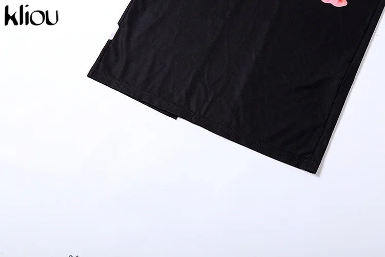 Kliou Vintage Folower Print Zweiteiliges Set für Damen, sexy, durchsichtige Netz-Weste + schmaler Rock mit hoher Taille, passende Outfits für Damen