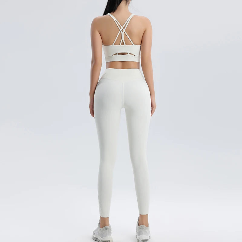 Yoga Set Running Fitness Two-Piece Set Bra Underwear Quick-dry Tight-Fitting Bottoms Pants Women's Yoga Set