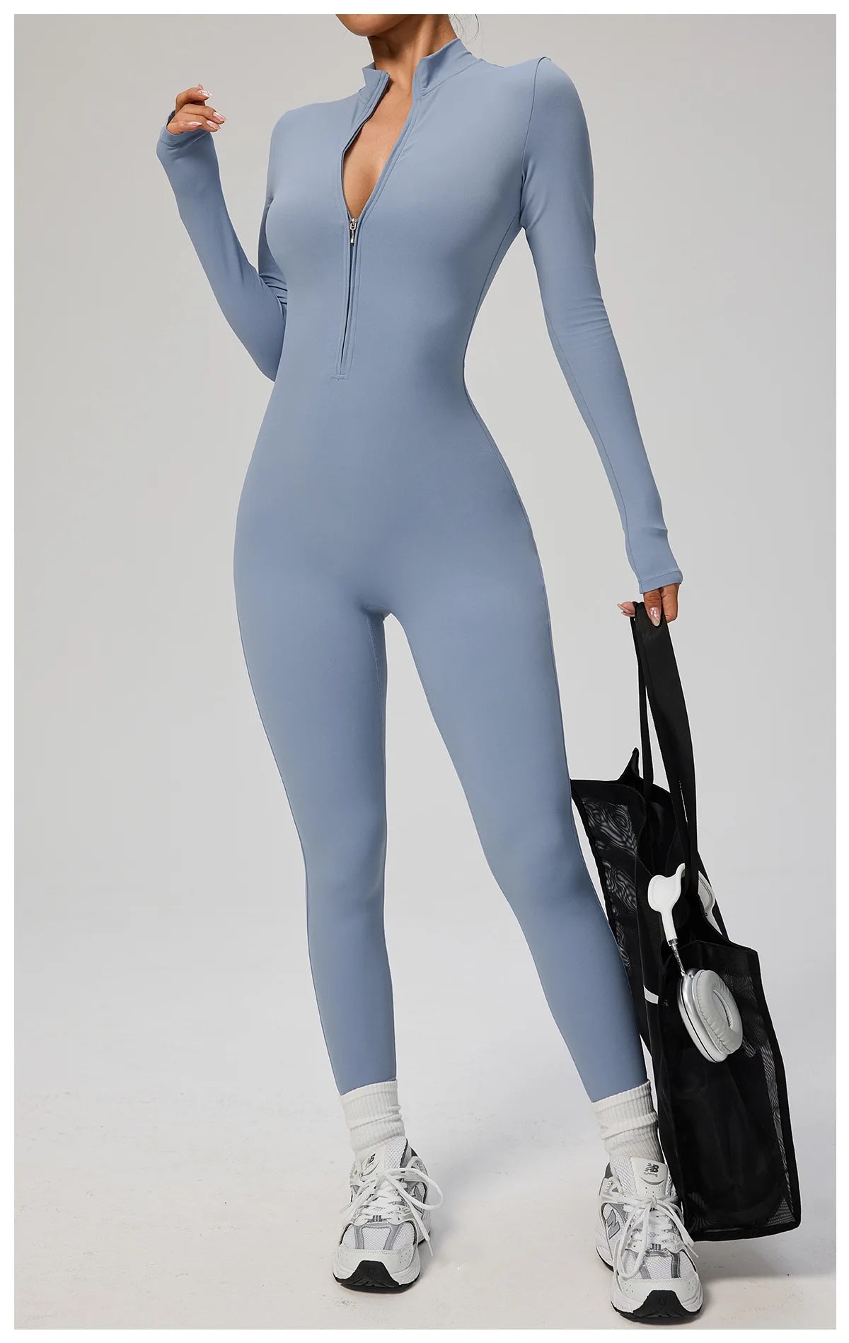 SOISOU Zipper Jumpsuit Women Quick Dry Clothing Sportswear Woman Gym Yoga Sport Sets Spandex Nylon Workout Sets Women Tracksuit