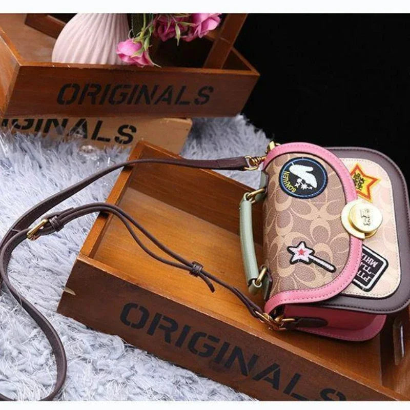 Badge Women  New European and American Fashion Printed Hand Bag Small Square Retro Everything Single Shoulder Crossbody Tide