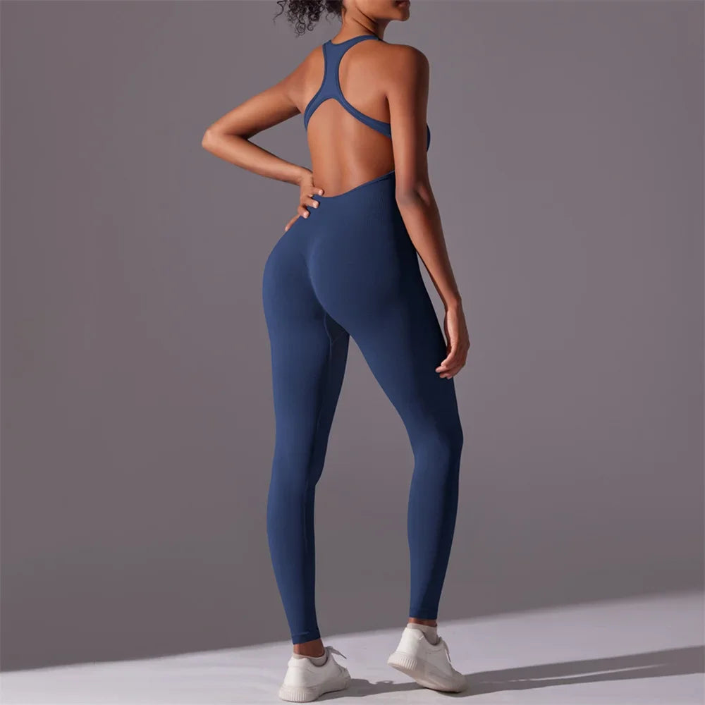Women Training Yoga Set Sportswear Women Sports Jumpsuit Fitness Rompers Stretch Female Push Up Gym Workout Clothes Bodysuits