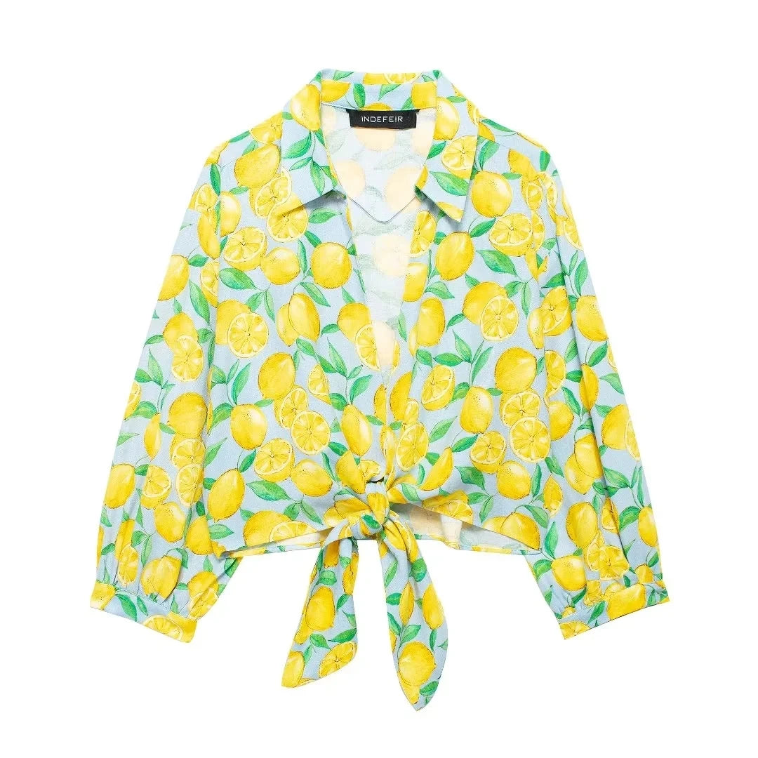 HH Women Fashion Fruit Print Shorts Elegant Zipper Fly High Waist Short Pant Casual Female Sweet Streetwear Shorts