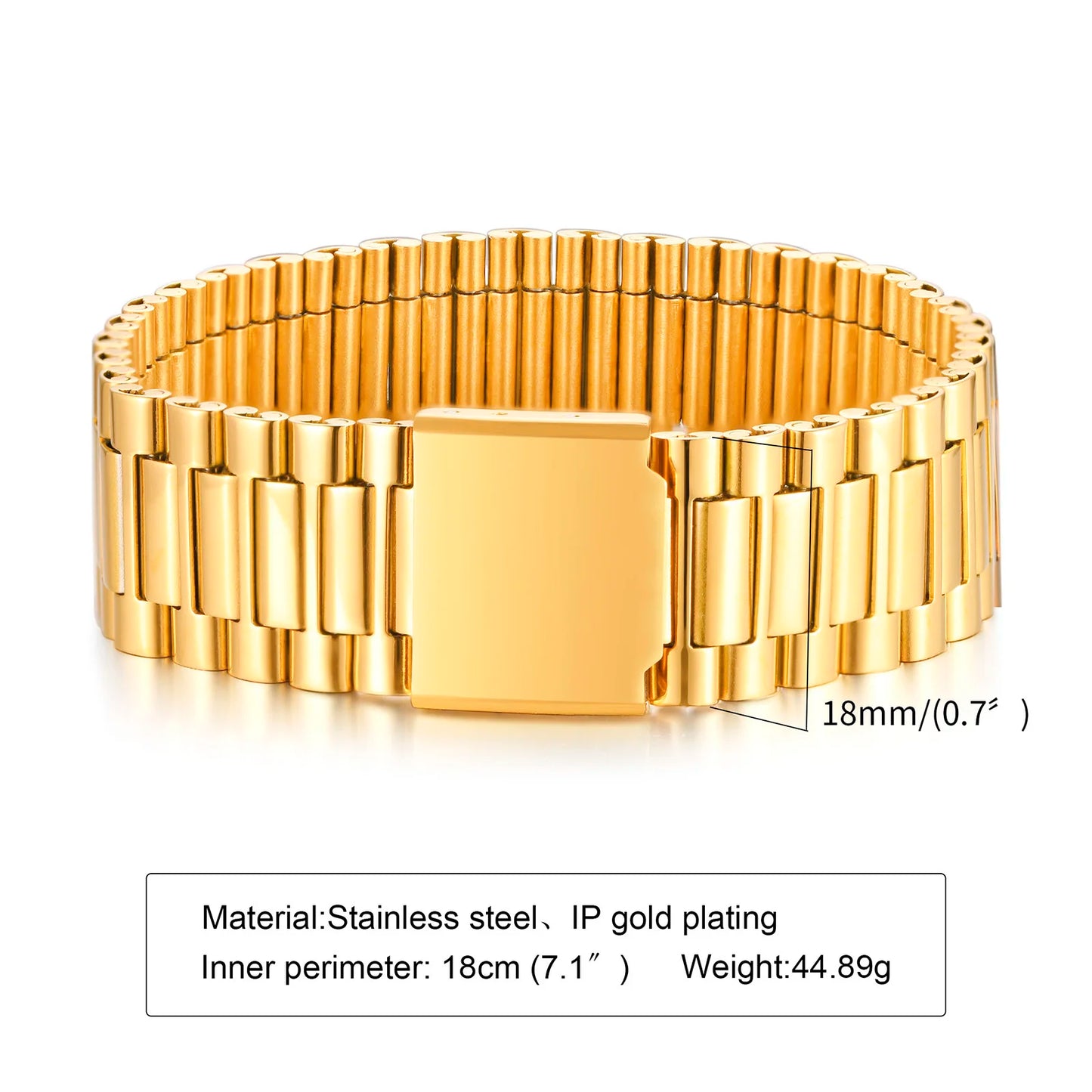 Vnox Stainless Steel Classic Watchband Bracelet For Women Men,Watch Straps Width Link Chain Bracelet Bangle,Unisex Hand Jewelry