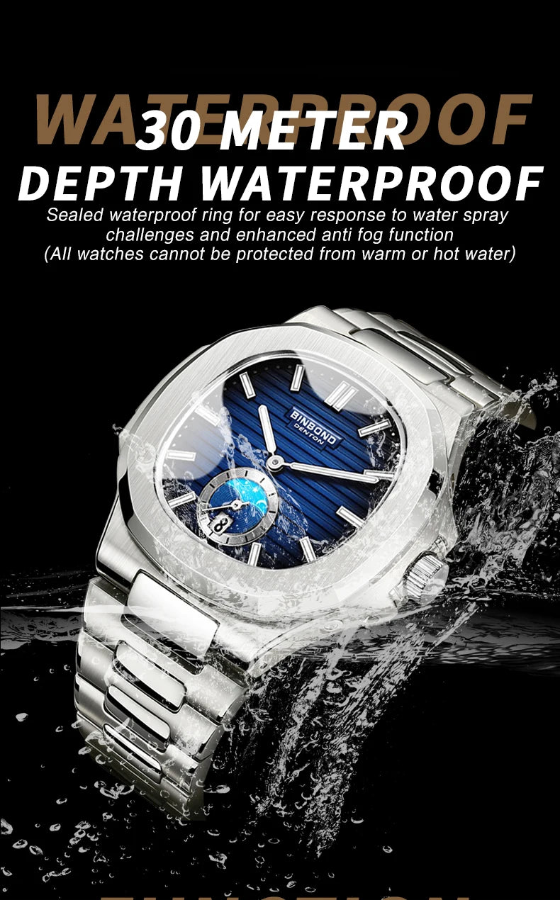 BINBOND New Casual Business Clock Men Luxury Quartz Watch Luminous Waterproof Date Fashion Quartz Wrist watches Relógio Homem