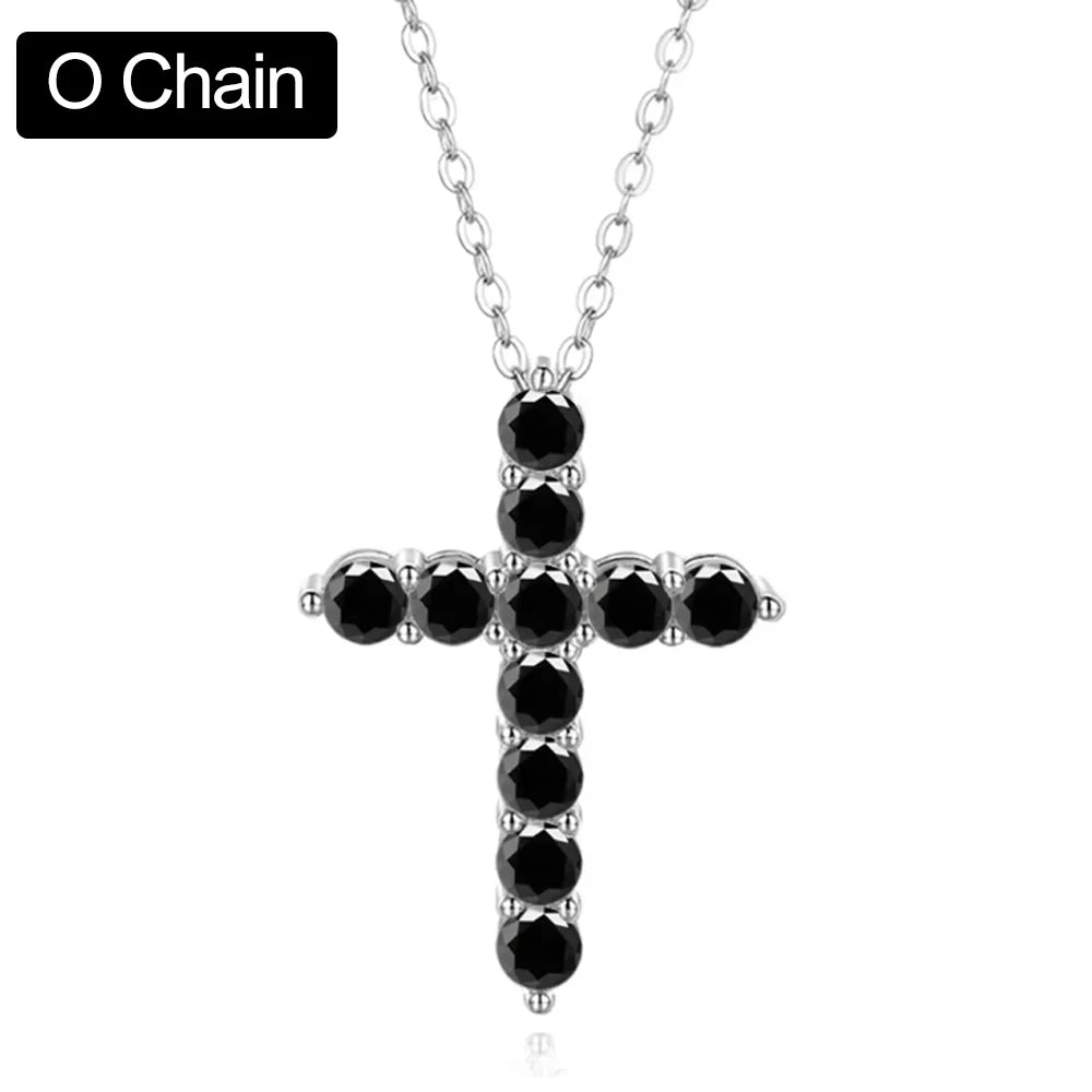 3mm 4mm 5mm Moissanite Cross Necklace GRA Certified S925 Silver Jesus Pendant Neck Chain for Women Engagement Bridal Fine Jewely