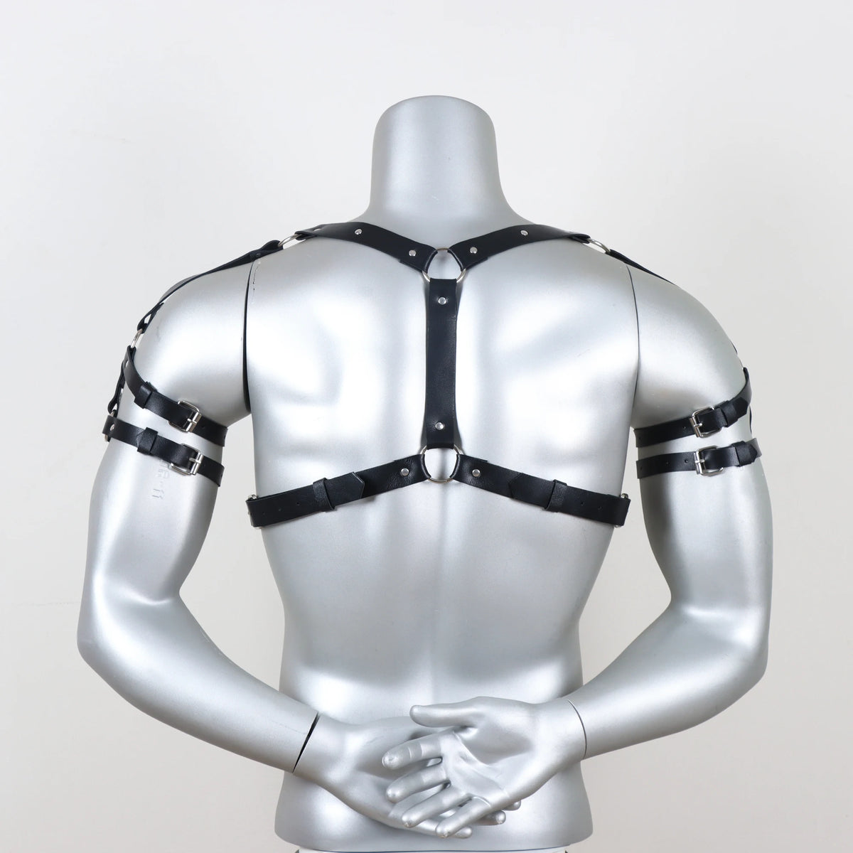 Men's Punk Waist Belt, Gothic Black Leather Chest Harness Adjustable With Buckles and O-Rings Costume Costume