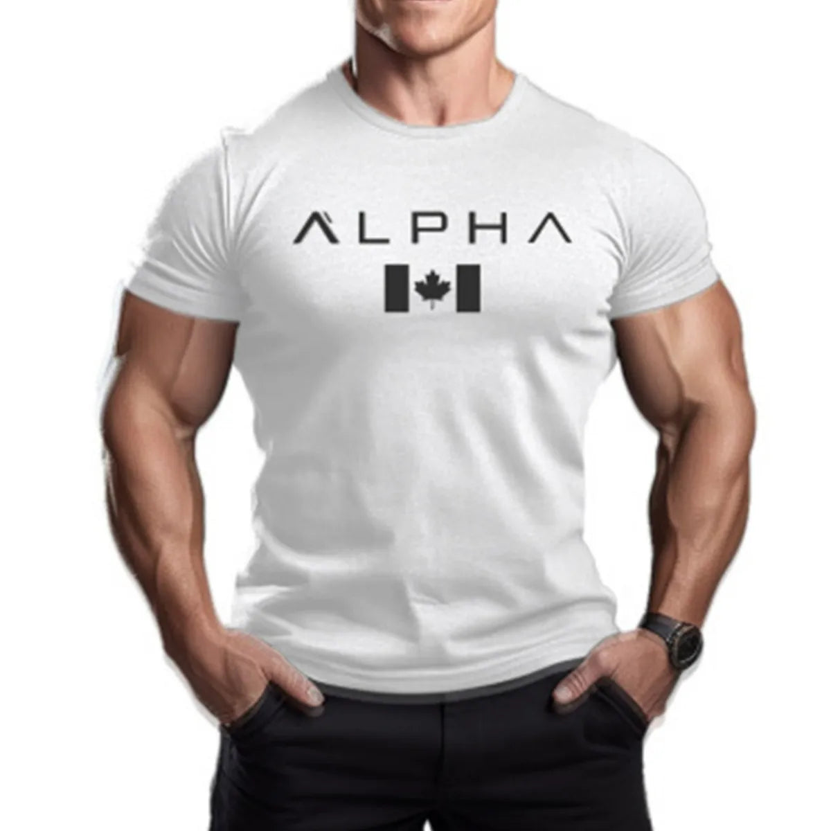 Herren Sommer Ahornblätter T-Shirt Gym Man Buchstabendruck Kurzarm Sport Fitness Schnelltrocknend Casual Top Übergroße Kleidung