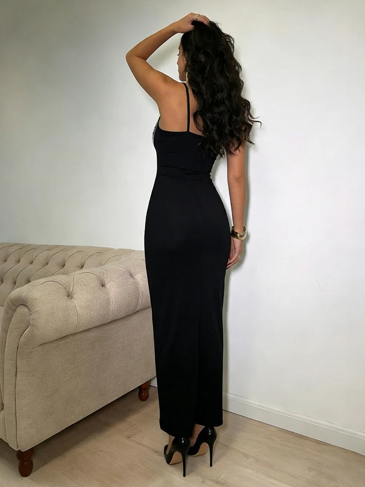 Hottie Tassel Dress Women Inclined Shoulder Sleeveless Sexy Skinny Prom Party Summer Fashion Vacation Chic Vestidos