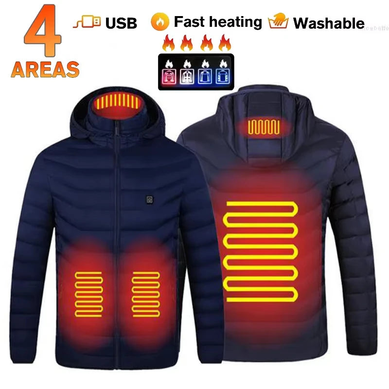 31 Areas Smart Switch USB Electric Heated Jacket Men Women Heated Jacket Waterproof Polyester Thermal Jacket Long Johns Winter