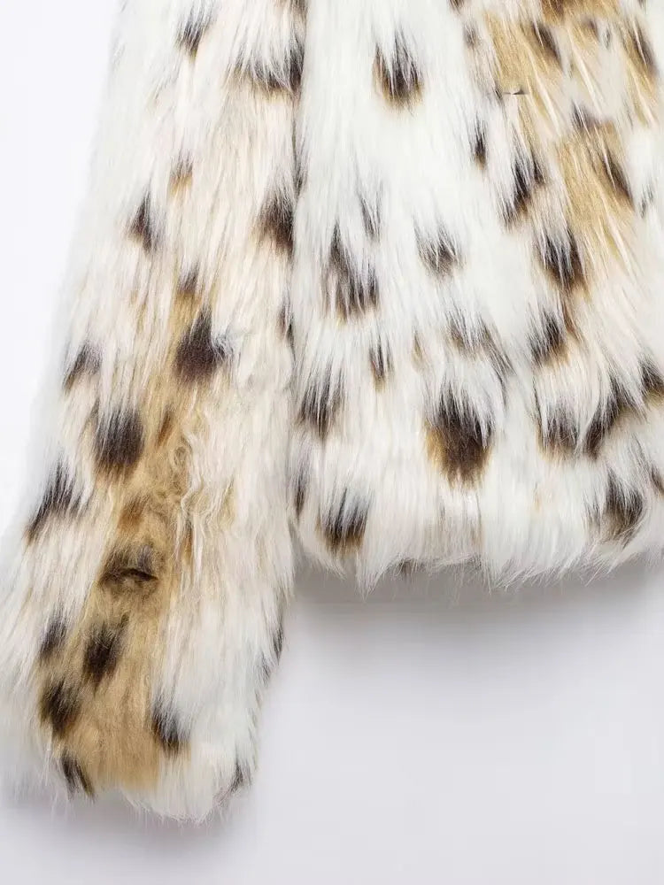 Women's Thick Warm Faux Fur Jacket Coat, Lapel Collar, Long Sleeve, Button-up, Female Outerwear, Chic Tops, Fashion