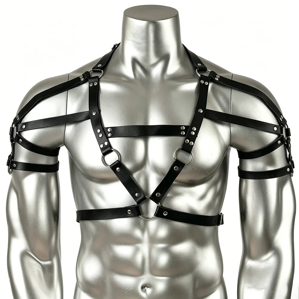 PU Leather Shoulder Strap Harness Belt Goth Punk Style Cosplay Adjustable Straps Clothing Accessories