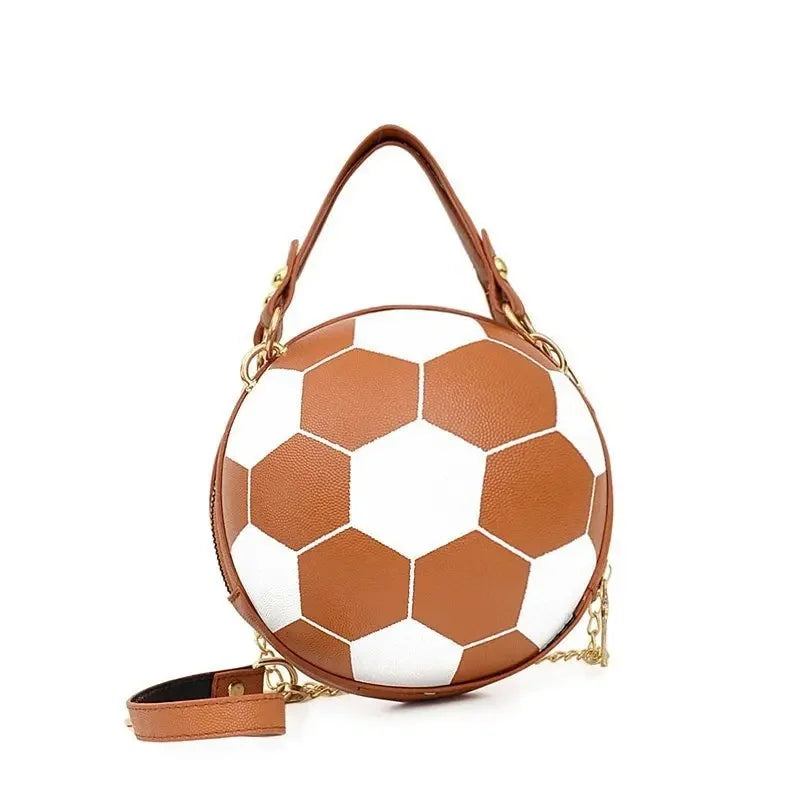 Fashionable Women's Basketball Bag Handbag Single Shoulder Crossbody Bag Stylish Trendy PU Material round Shape Mobile Phone Poc