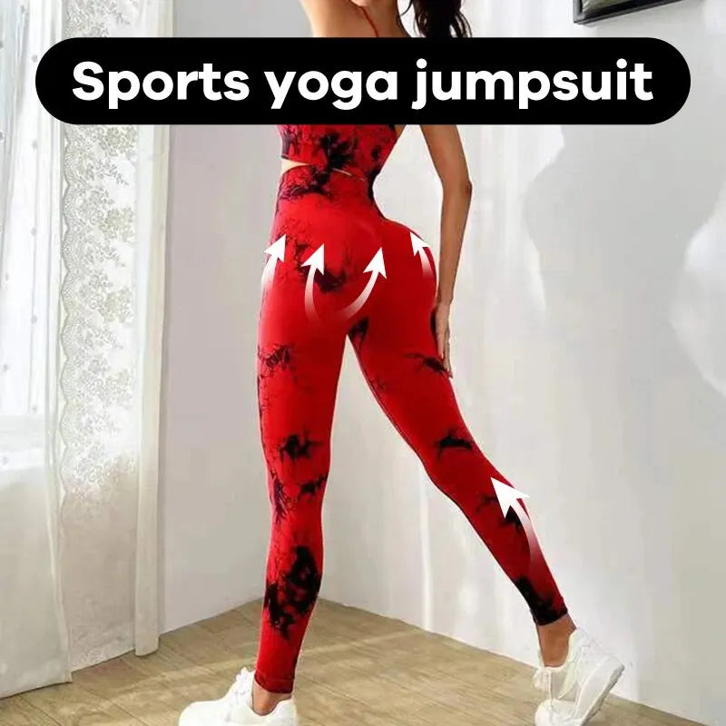 Tie Dye Yoga Damen Trainingsanzug Fitness Yoga Sets Sportbekleidung Workout BH + High Waist Leggings Gym Kleidung Nahtlose Sportanzüge
