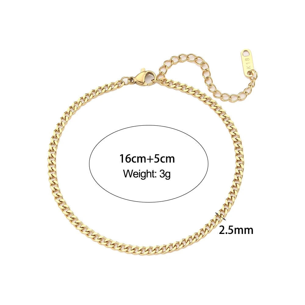 Miniamlist Men Bracelet Gold Jewelry Street Style Stainless Steel 316L 18k Gold Plated Cuban Chain Bracelets For Women