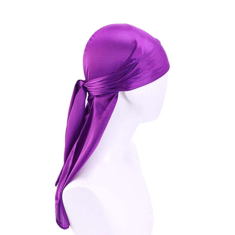 Long Tail Unisex Satin Doo Rag Durag Bandanas Cap Piratenhut Turban Herren Hip Hop Stirnband Biker Headwrap Unisex Kopfbedeckung