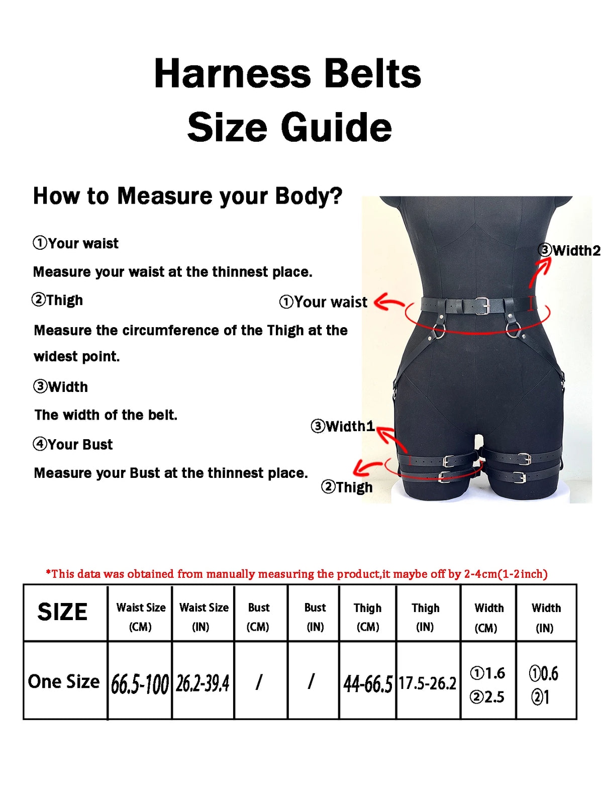 1PC Women's Casual Sexy Black Punk Style PU Leather Strappy Leg Ring Waist Belt Harness for Party or Gathering Wear Accessory
