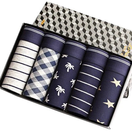 5Pcs/Lot Men Underwear Vogue Boy Boxer Mens Panties Solid Shorts Underpants Summer Men 100% Cotton Breathable Mid Waist Shorts