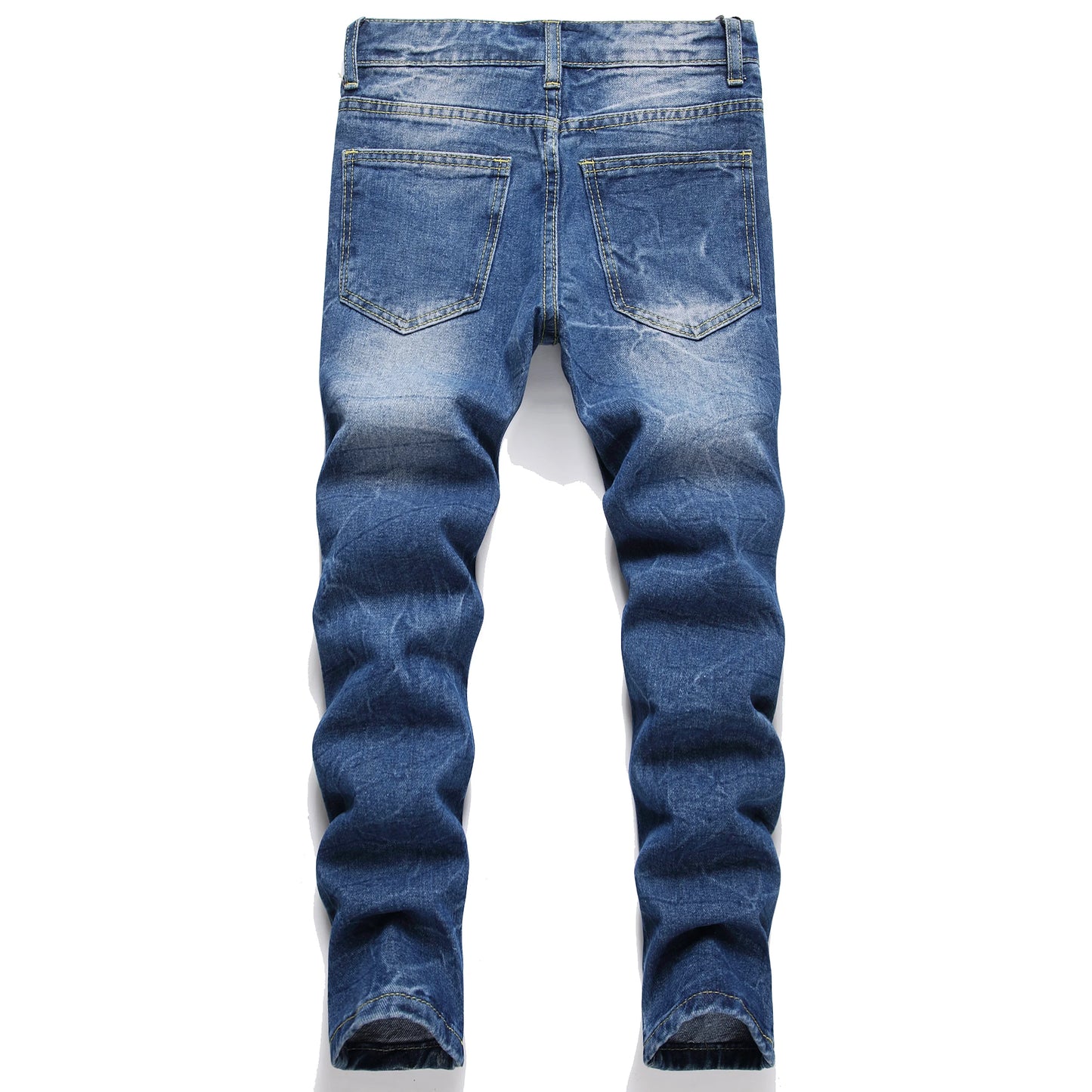 Boys' Cartoon Straight-leg Ripped Jeans Children Washed Non-stretch Denim Trousers Big Kids Casual Pants