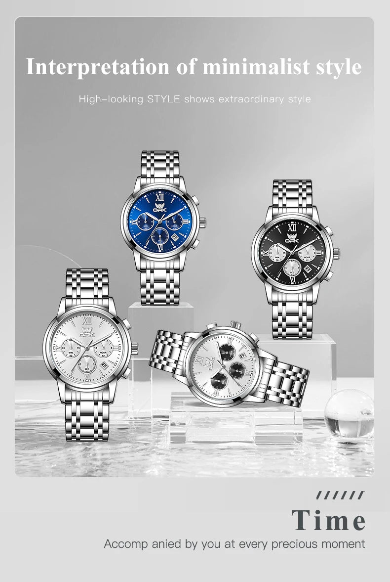 OPK Trendy classic three eye dial men's quartz watch waterproof genuine luminous men's watch for man chronograph date wristwatch