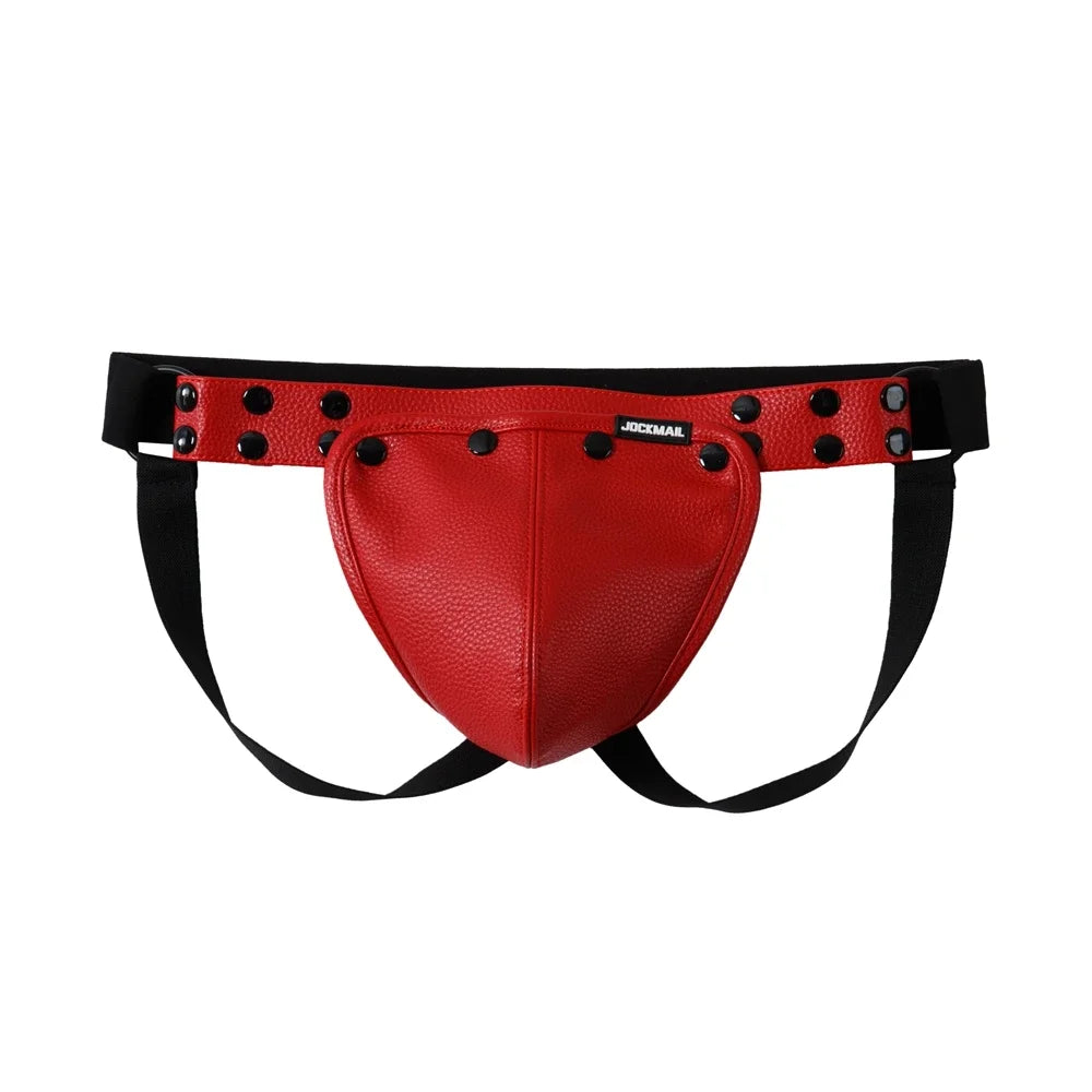Men's Leather Tri Harness Chest Armor Buckles Adjustable Size Removable Pouch Faux Leather Jockstrap Underwear  Costumes