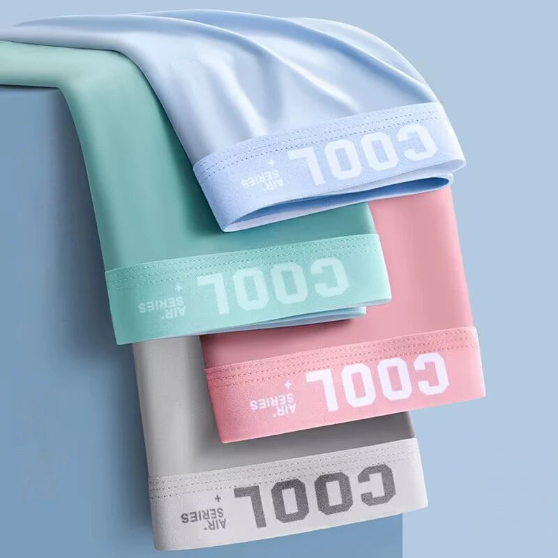 4Pcs Boxer Shorts Men's Underwear Ice Silk Underpants Sexy Panties 3A Antibacterial Breathable Elastic Lingerie Plus Size L-6XL