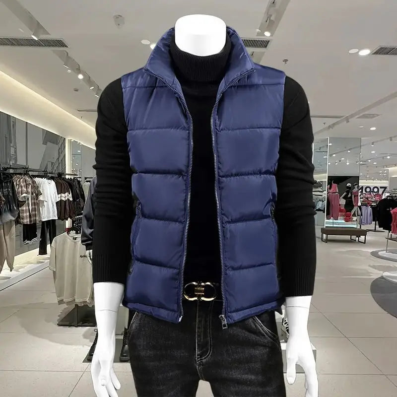 New Autumn Winter Down Cotton Vest Men's Casual Vest Jacket Warm Horse Clip