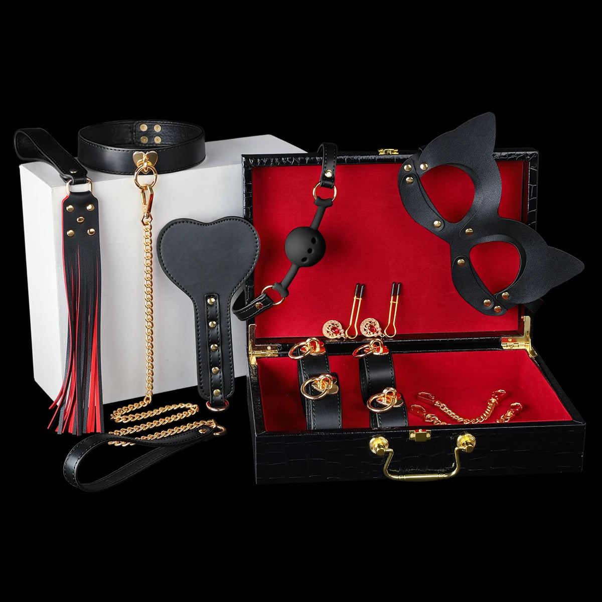 Leather 8 PCS B*SM Bondage Set With Case Adult S*x Games Restraints Kit Exotic B*ndage Gear For Couples