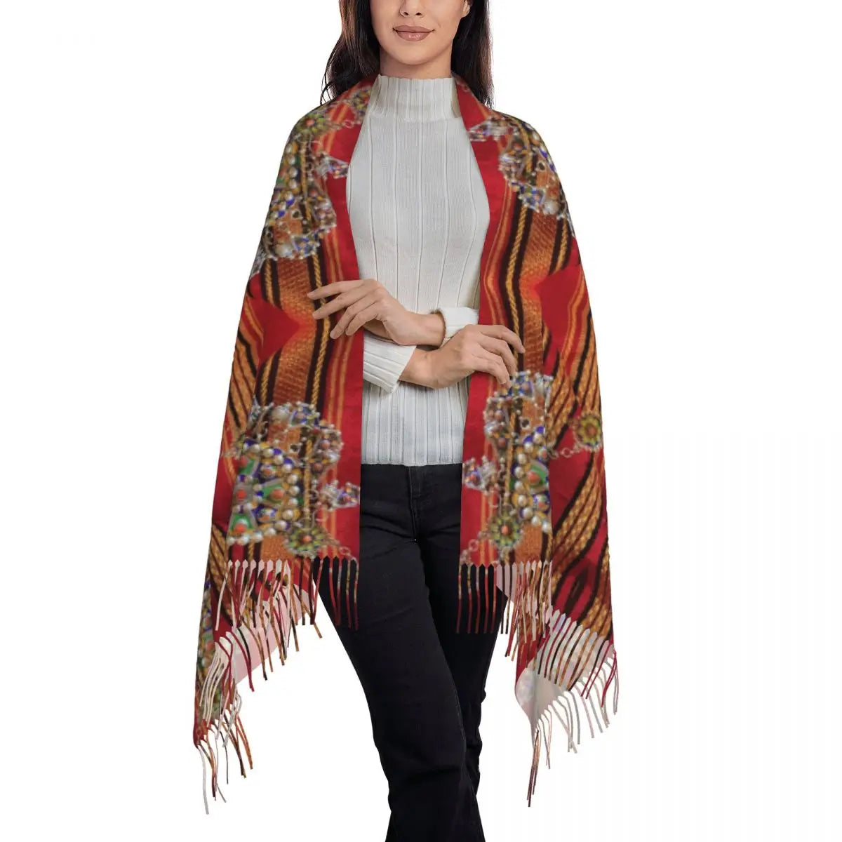 Individuell bedruckter Amazigh Kabyle Schmuckschal Damen Herren Winter warme Schals Afrika Berber Ethno-Stil Tücher Wraps