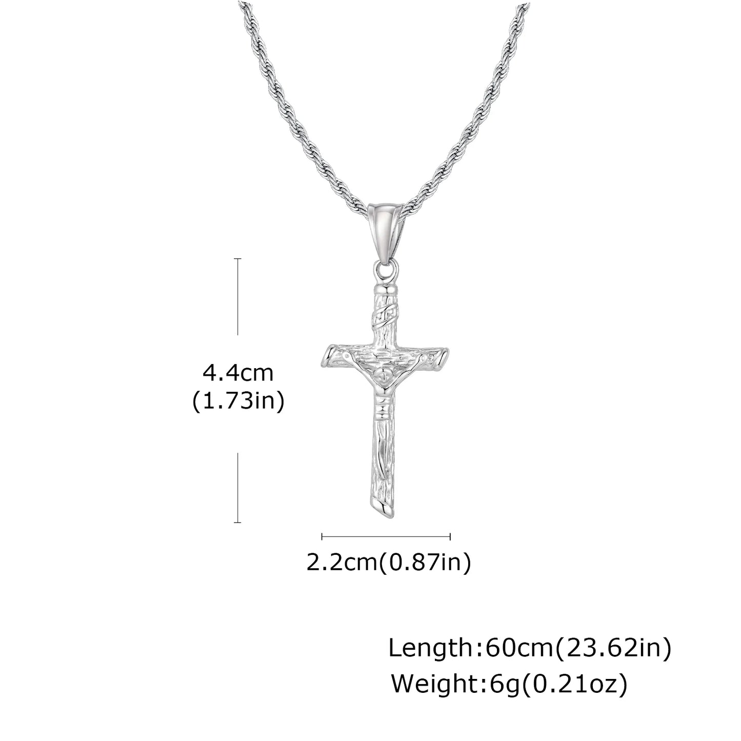 Stainless Steel Cross Necklace Catholicism Jesus Pendant Gold Color Collar Church Prayer Faith Jewelry for Men Women Gift