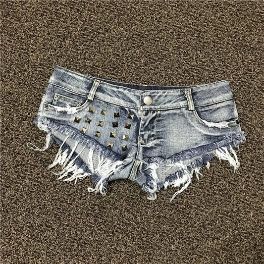 Frauen Shorts Sexy Loch Niet Niedrige Taille Tanga Denim Ultra Mini Kurze Weibliche Bikini Jeans Feminino Nachtclub