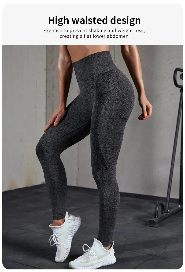 High elastic smile yoga pants, seamless European and American fitness pants, tight yoga pants, high waist and hip lifting traini