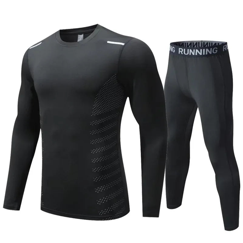 Spring Autumn Unisex Children's Long Sleeve round Neck Quick Dry Sports Suit Outdoor Running Fitness Clothing Set Polyester